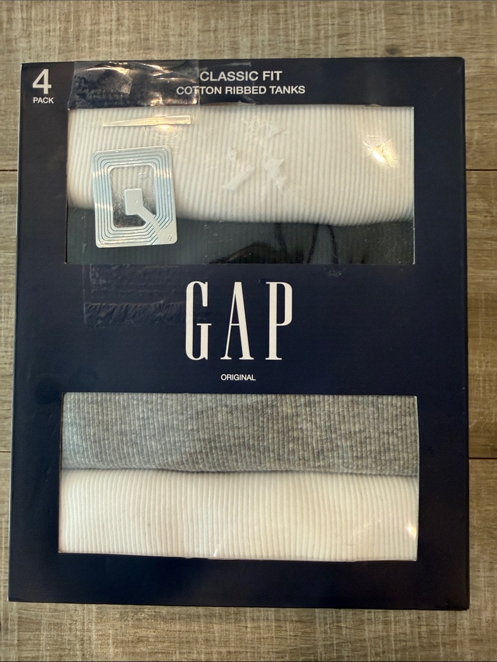 GAP Men’s Classic Fit Cotton Ribbed Tanks - 2 White 1 Black & 1 Gray 4 pack NWT